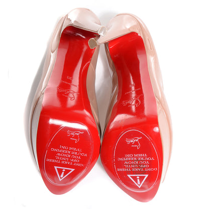 Christian Louboutin Patent Lady Peep 150 Pumps 39 Nude 5 of 7