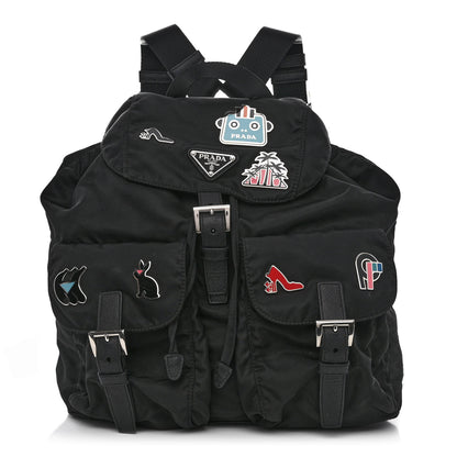 Prada Tessuto Nylon Saffiano Medium Smalto Backpack Black 1 of 10