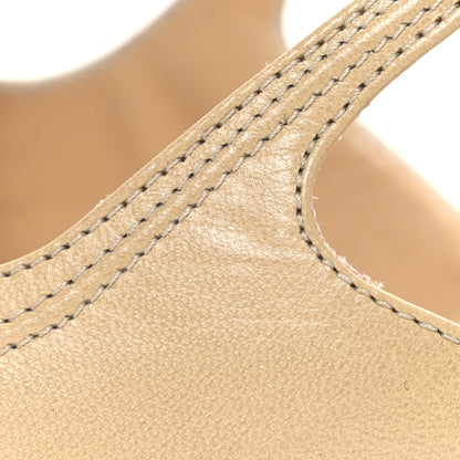 Chanel Lambskin Pointed Toe CC Slingback Heels 37 Beige 10 of 10
