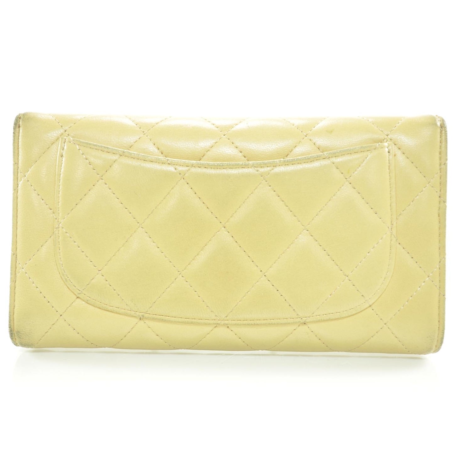Lambskin Quilted Large Flap Wallet Beige