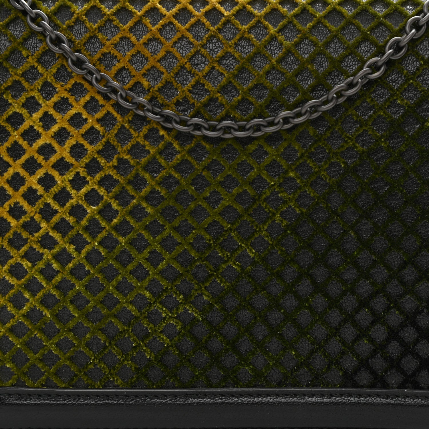 Bottega Veneta Goatskin Velvet Criss-Cross Ombre Montebello Chain Crossbody Black Multicolor 8 of 10