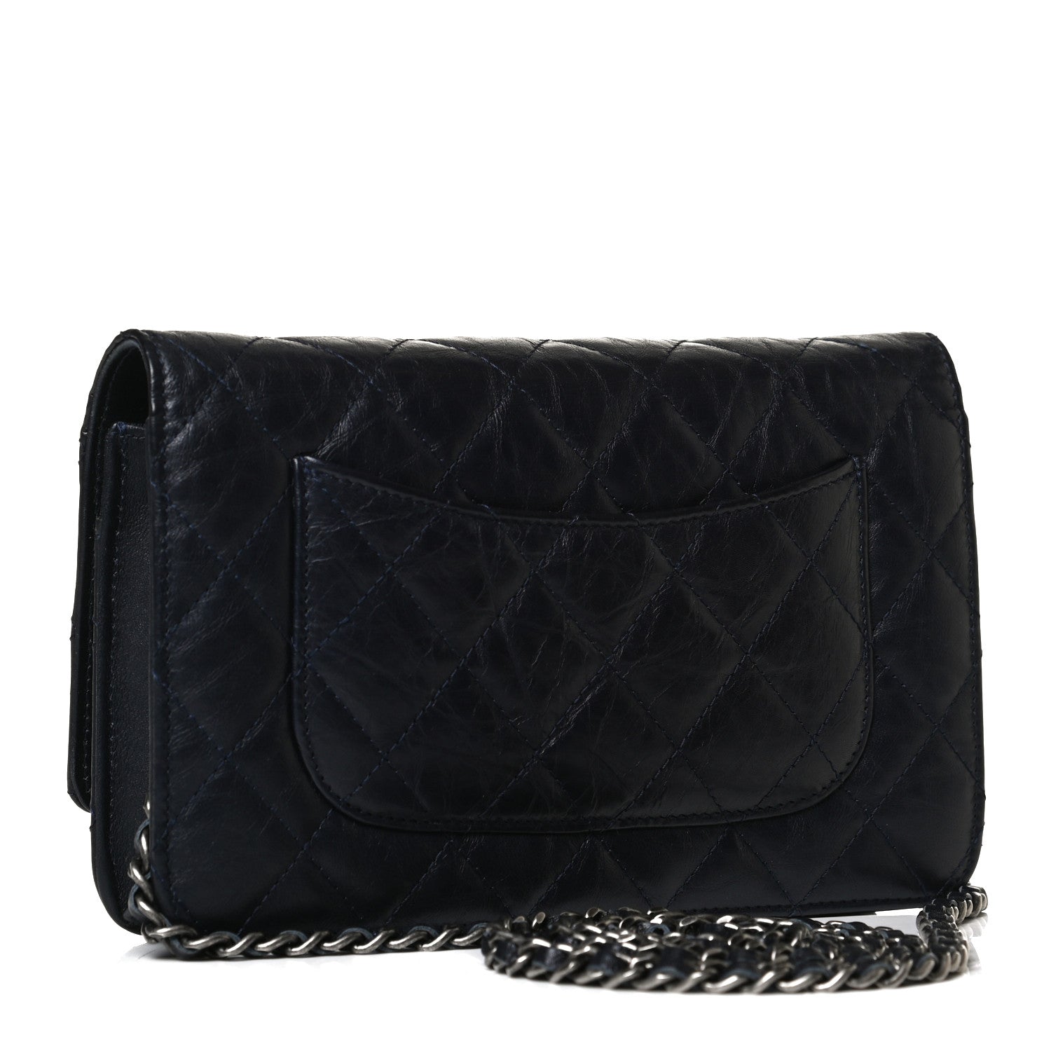 Chanel Aged Calfskin Quilted Reissue Wallet On Chain WOC Navy 3 of 15