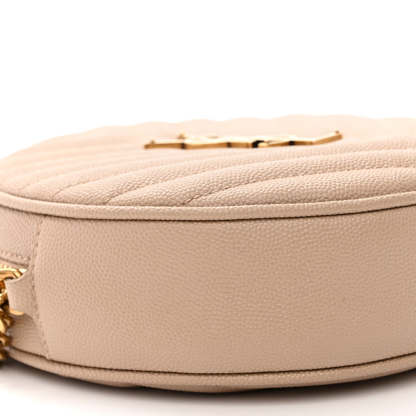 Grain De Poudre Matelasse Chevron Quilted Vinyle Round Camera Bag