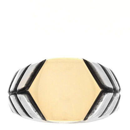 David Yurman Sterling Silver 18K Yellow Gold Hexagon Modern Chevron Ring 60 9 1 of 4