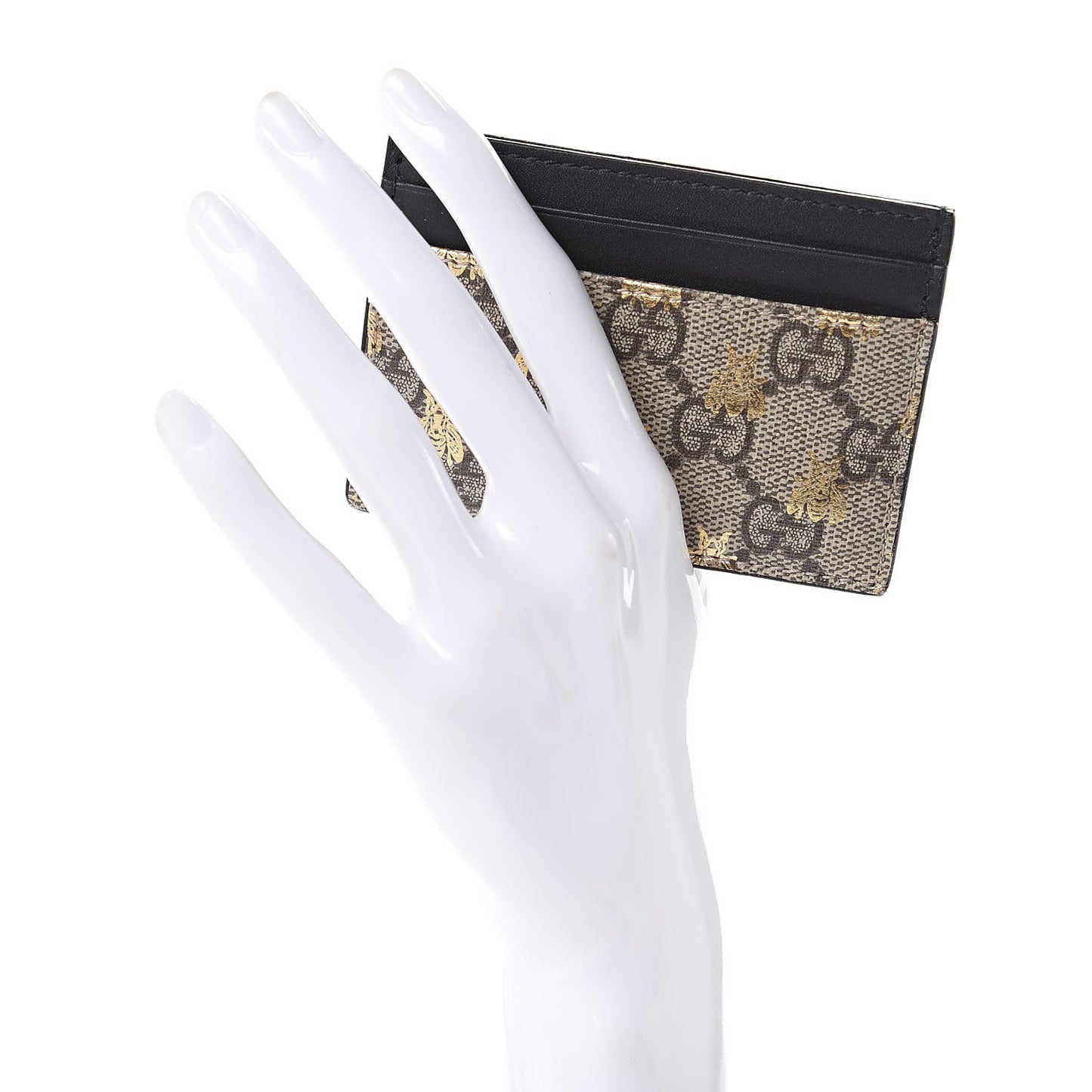 GG Supreme Monogram Bees Card Holder Black