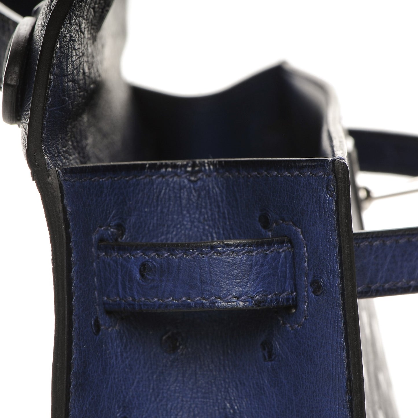 Ostrich Kelly Pochette Bleu Saphir