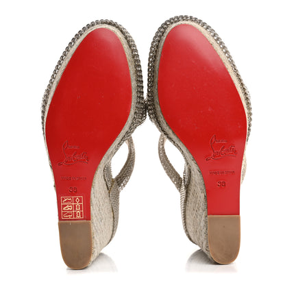 Christian Louboutin Rope Chain Cadena 140 Platform Wedge Sandals 38 Silver Grezzo 6 of 13