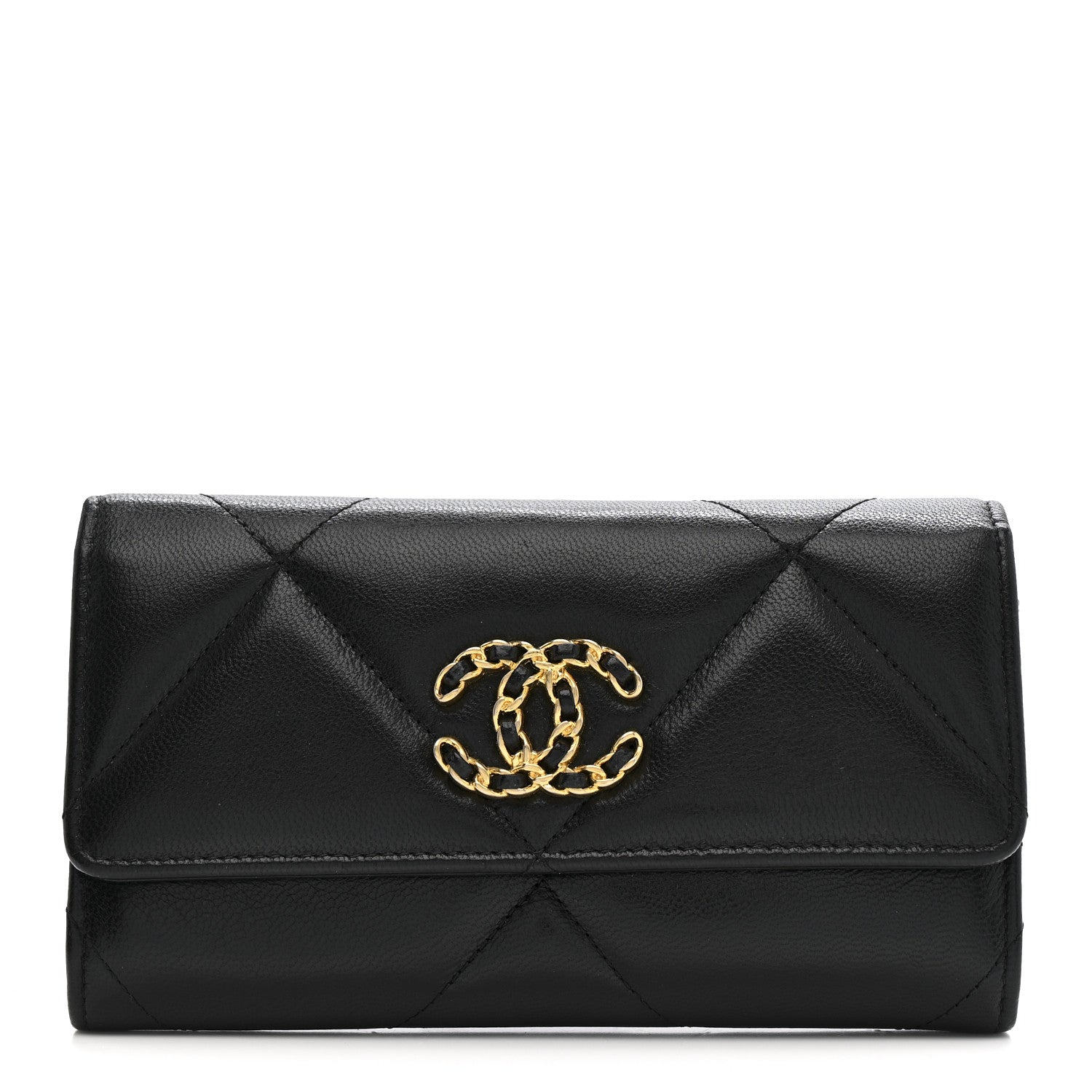 Chanel Lambskin Quilted Chanel 19 Flap Wallet Black 1 of 8