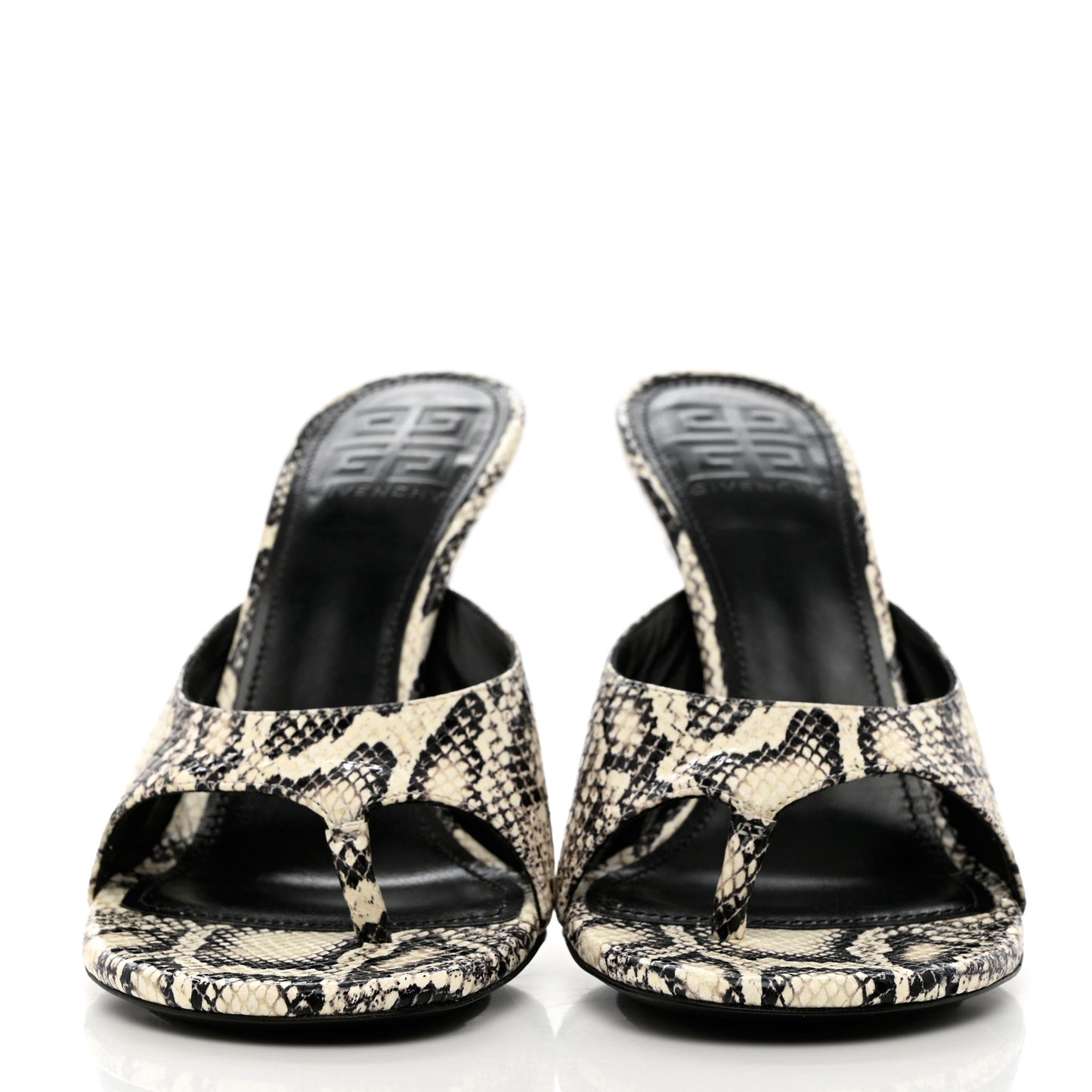 Snakeskin Embossed Look Book Thong Mules 38.5 Stone Grey