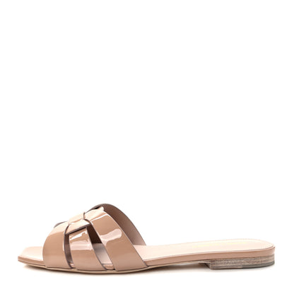 Saint Laurent Patent Tribute 05 Slide Sandals 38 Nude 1 of 9