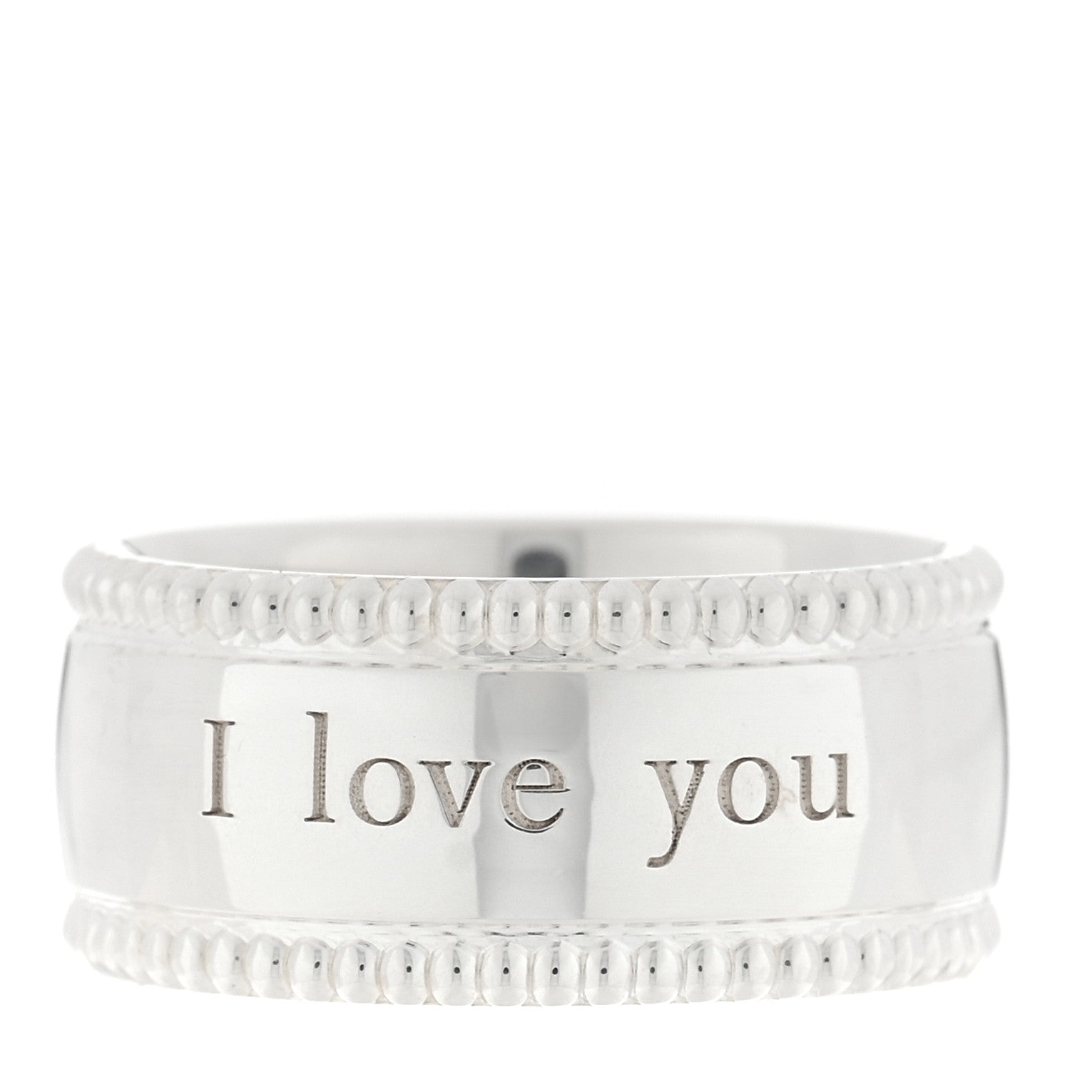 Tiffany Sterling Silver Milgrain I Love You Band Ring 47 4 1 of 4