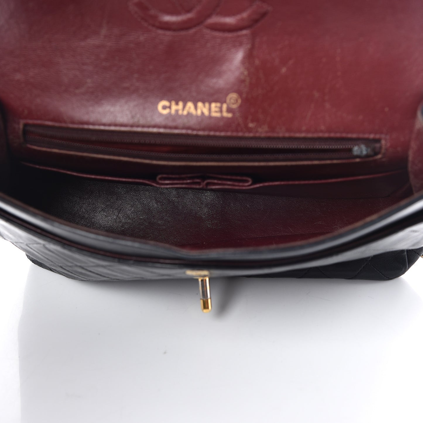 Lambskin Quilted Medium Double Flap Black