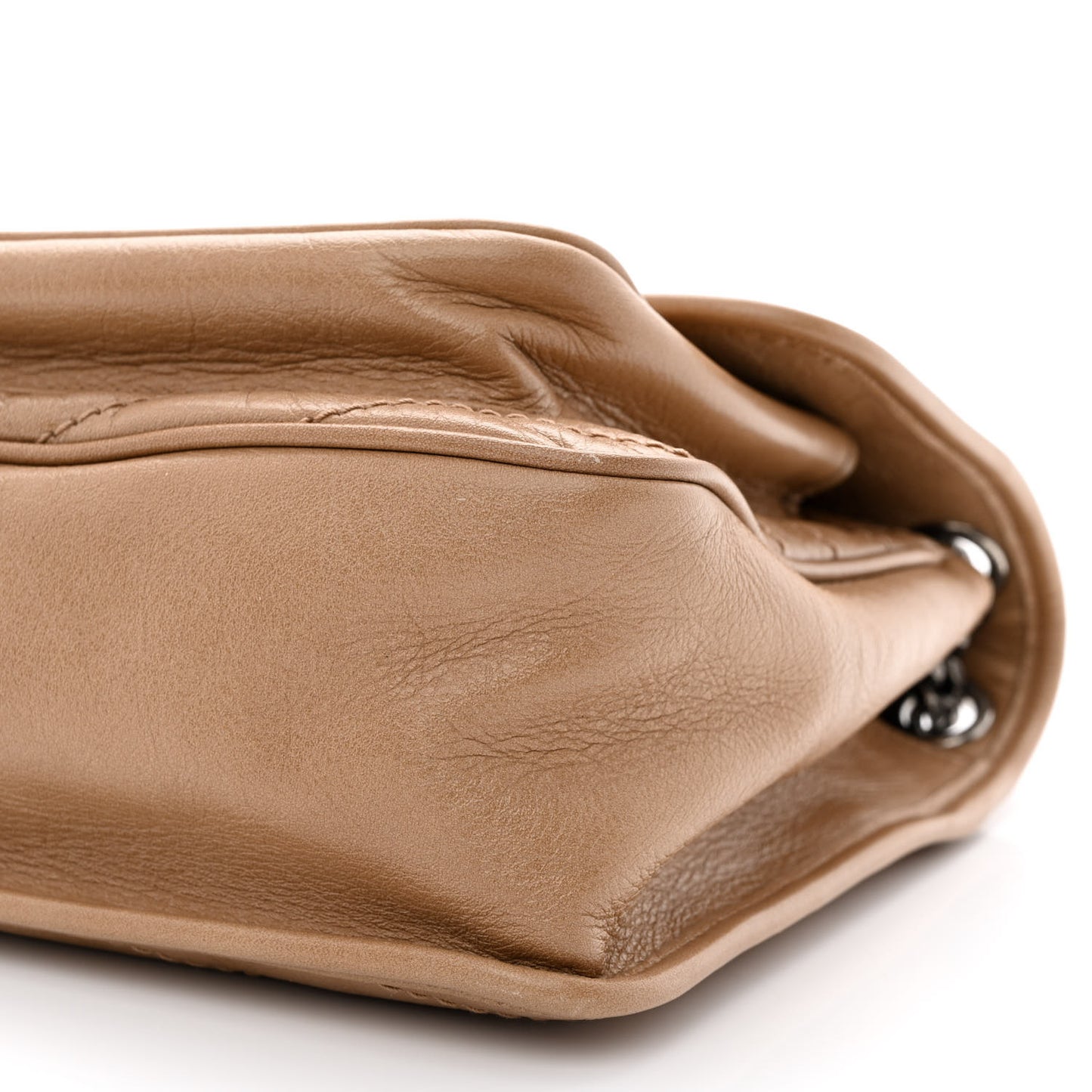 Crinkled Calfskin Matelasse Monogram Medium Niki Chain Satchel Dark Toffee