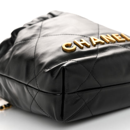 Chanel Shiny Calfskin Quilted Mini Chanel 22 Black 9 of 10