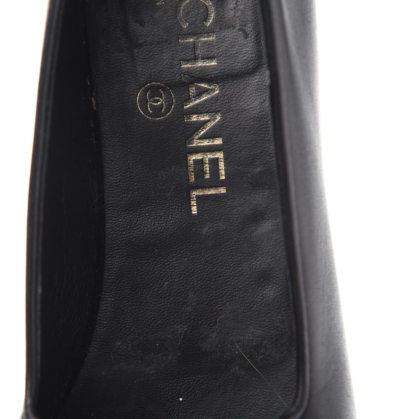 Enamel Pearl Crystal Lambskin Womens CC Mocassin Loafers 36.5 Black
