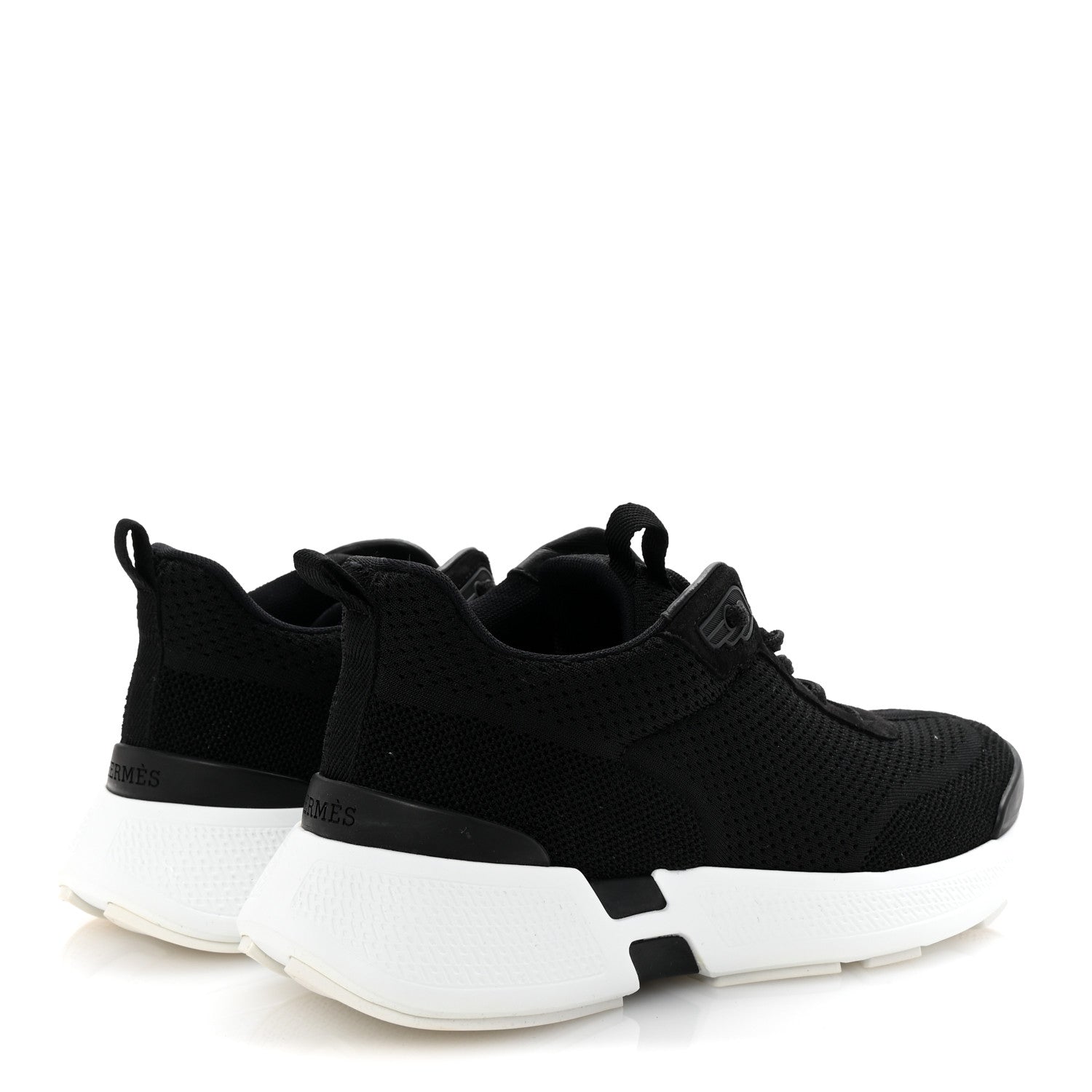 Hermes Technical Knit Suede Heros Sneakers 38 Black 5 of 9
