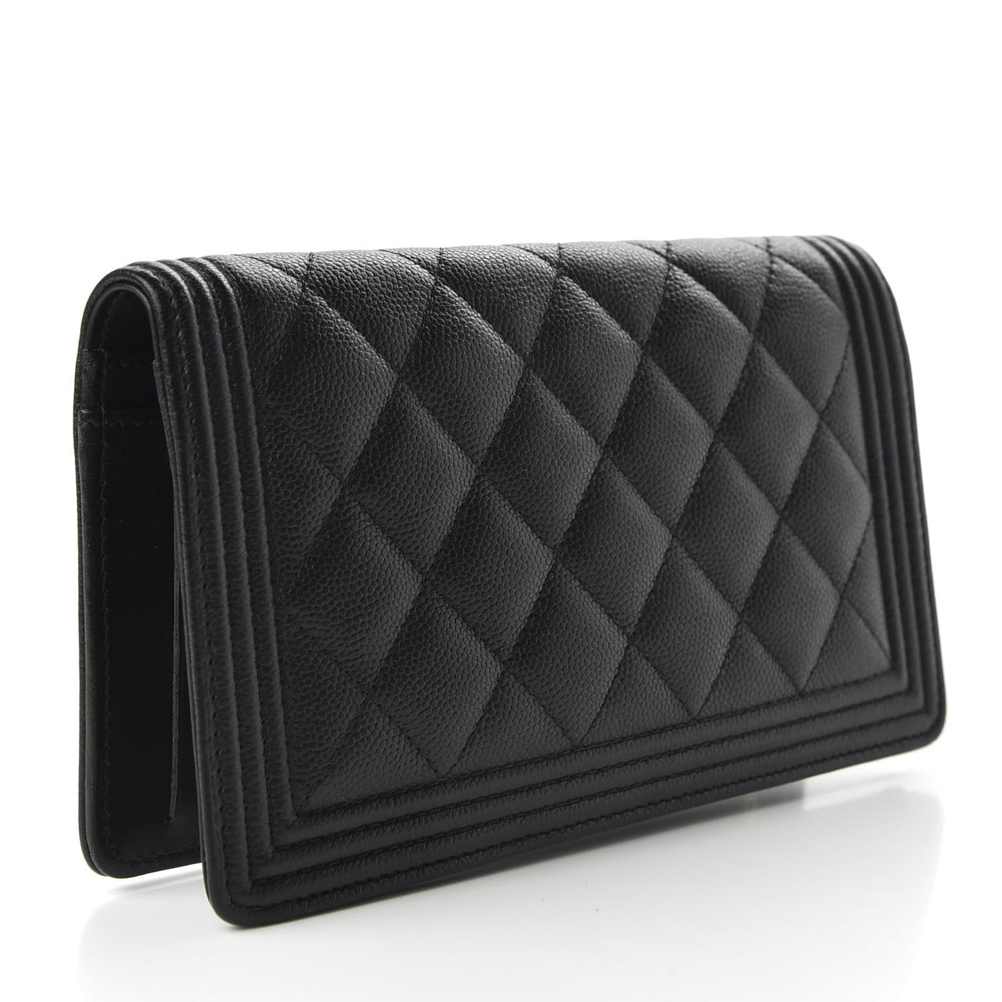Caviar Quilted Boy Yen Wallet Black