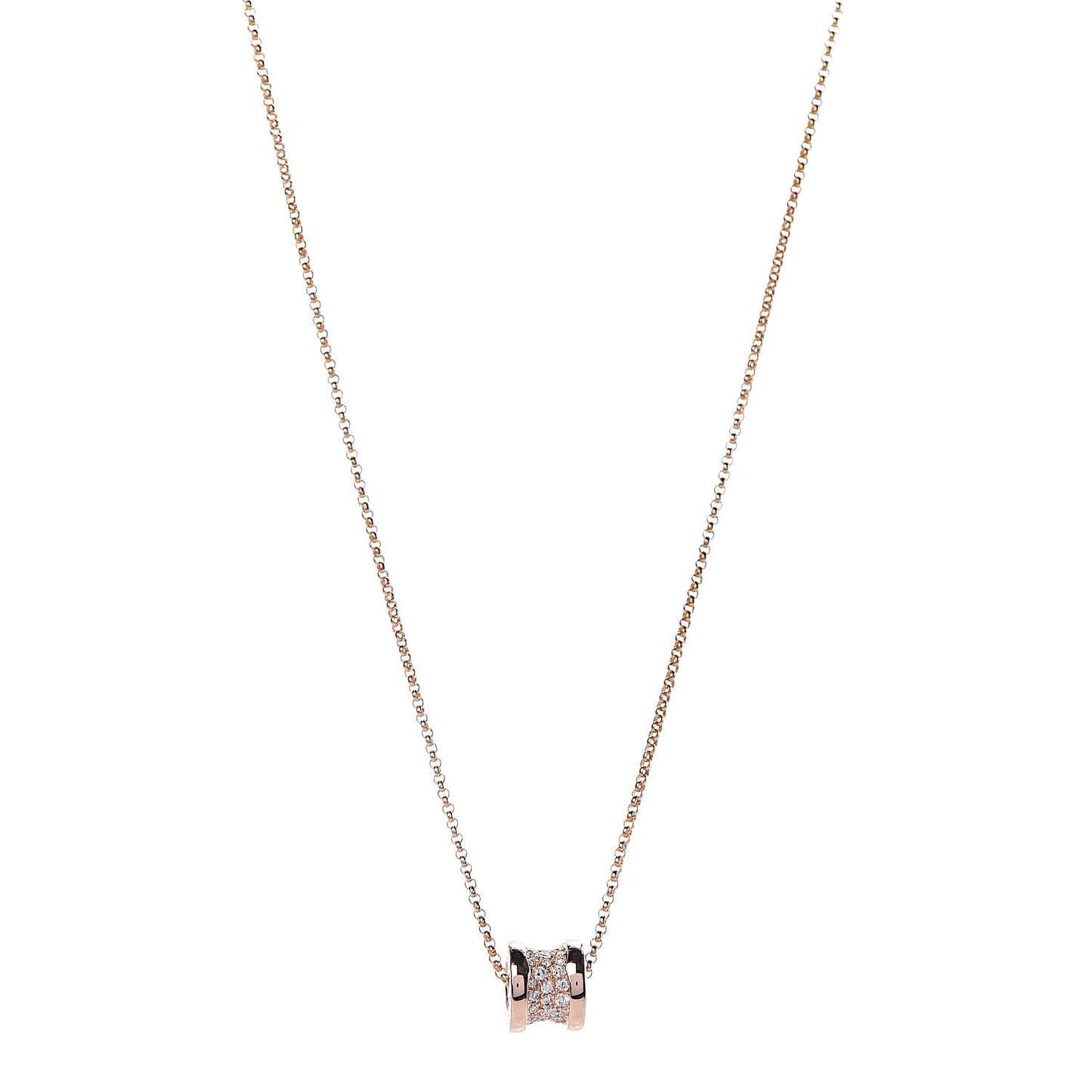 18K Rose Gold Diamond Small B.Zero1 Pave Pendant Necklace
