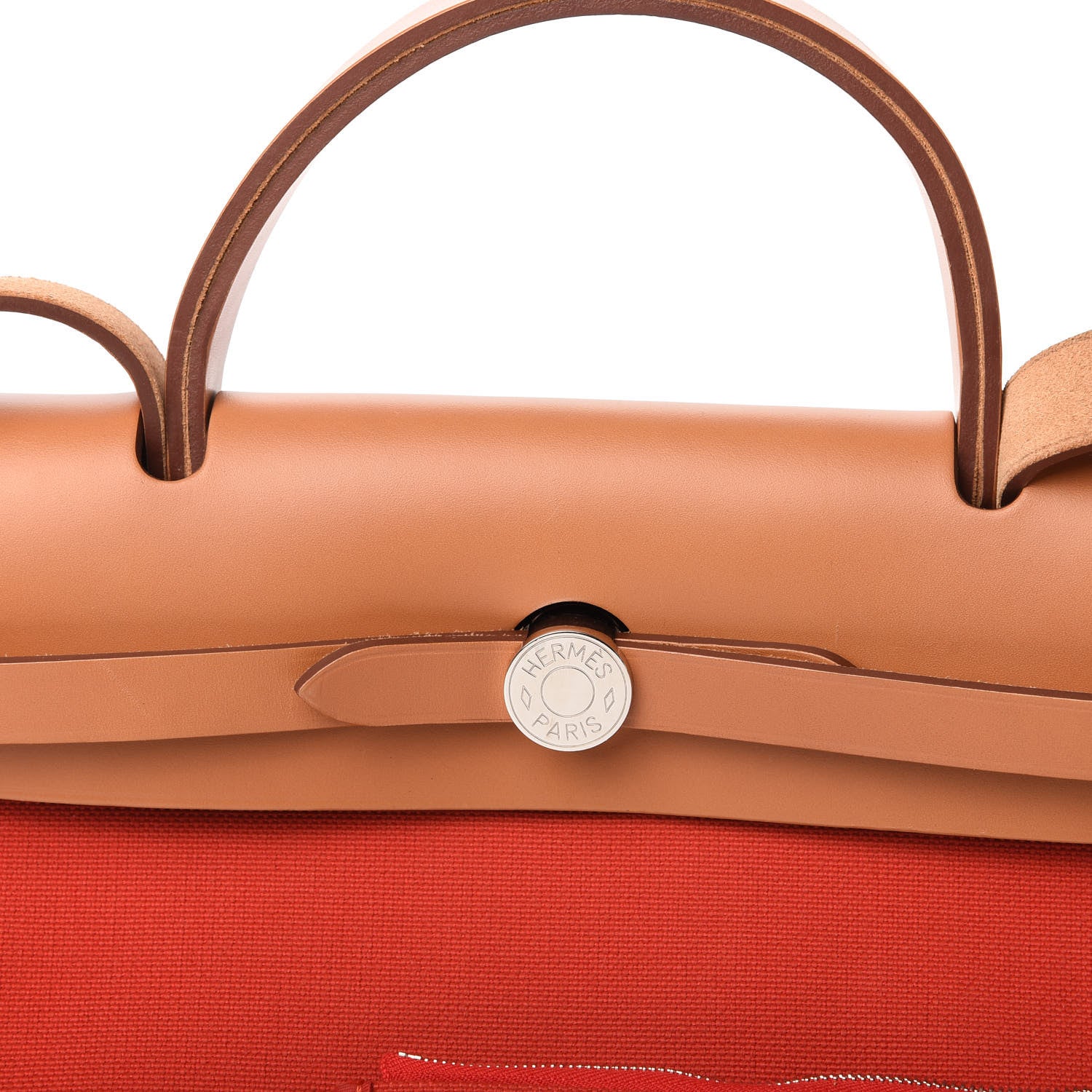 Hermes Vache Hunter Toile Herbag Zip 31 PM Rouge Tomate Natural 9 of 9