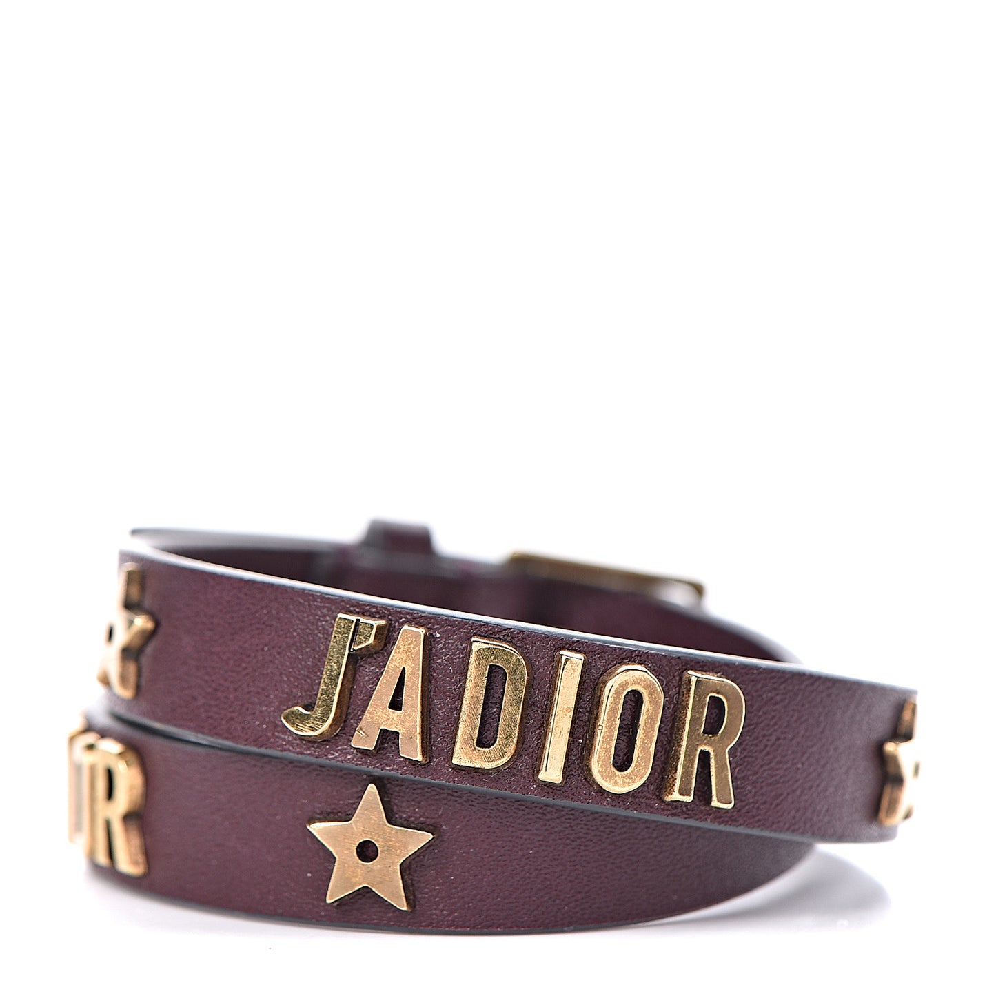 Calfskin Star J'Adior Double Bracelet Wine