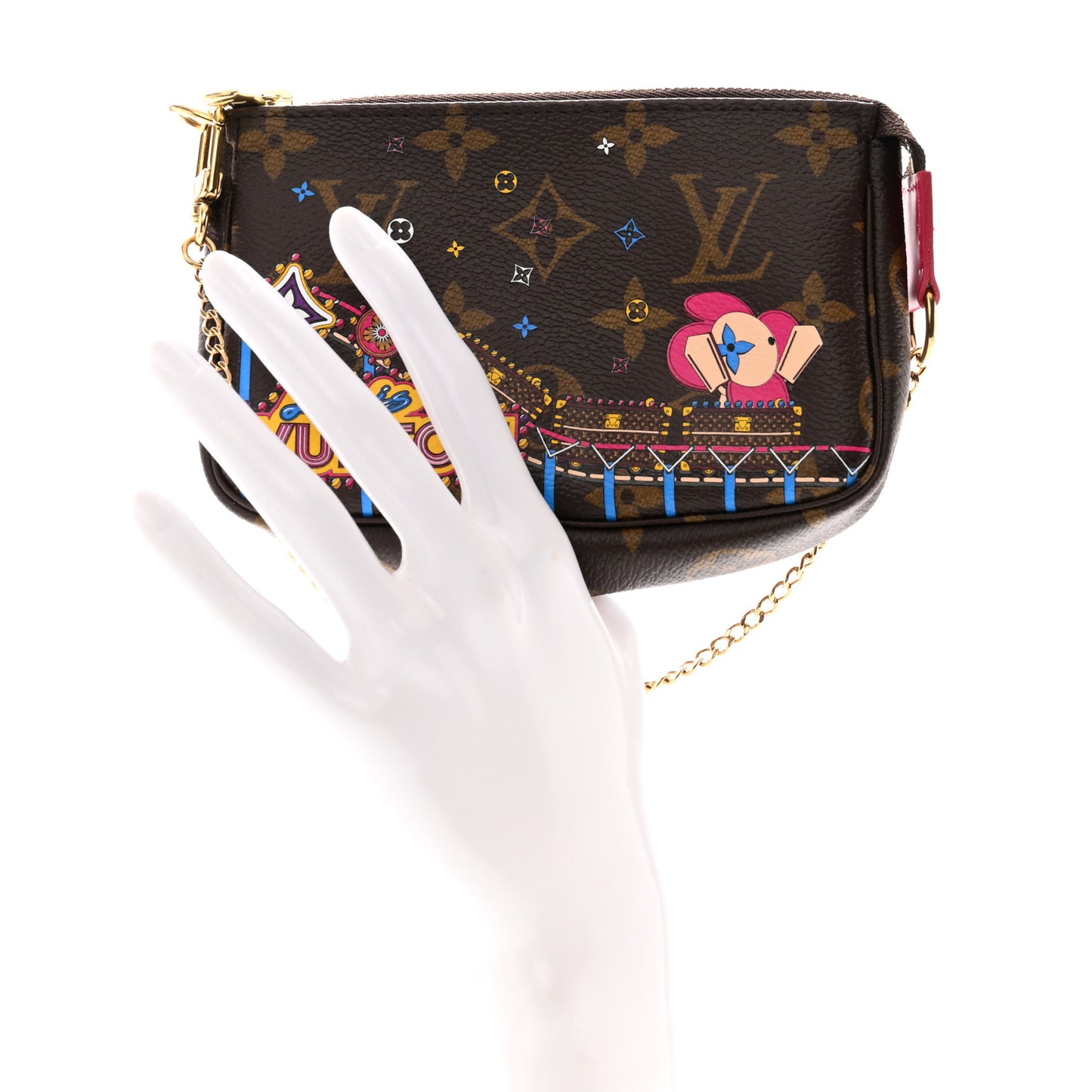 Monogram 2020 Christmas Animation Roller Coaster Mini Pochette Accessories Pivoine