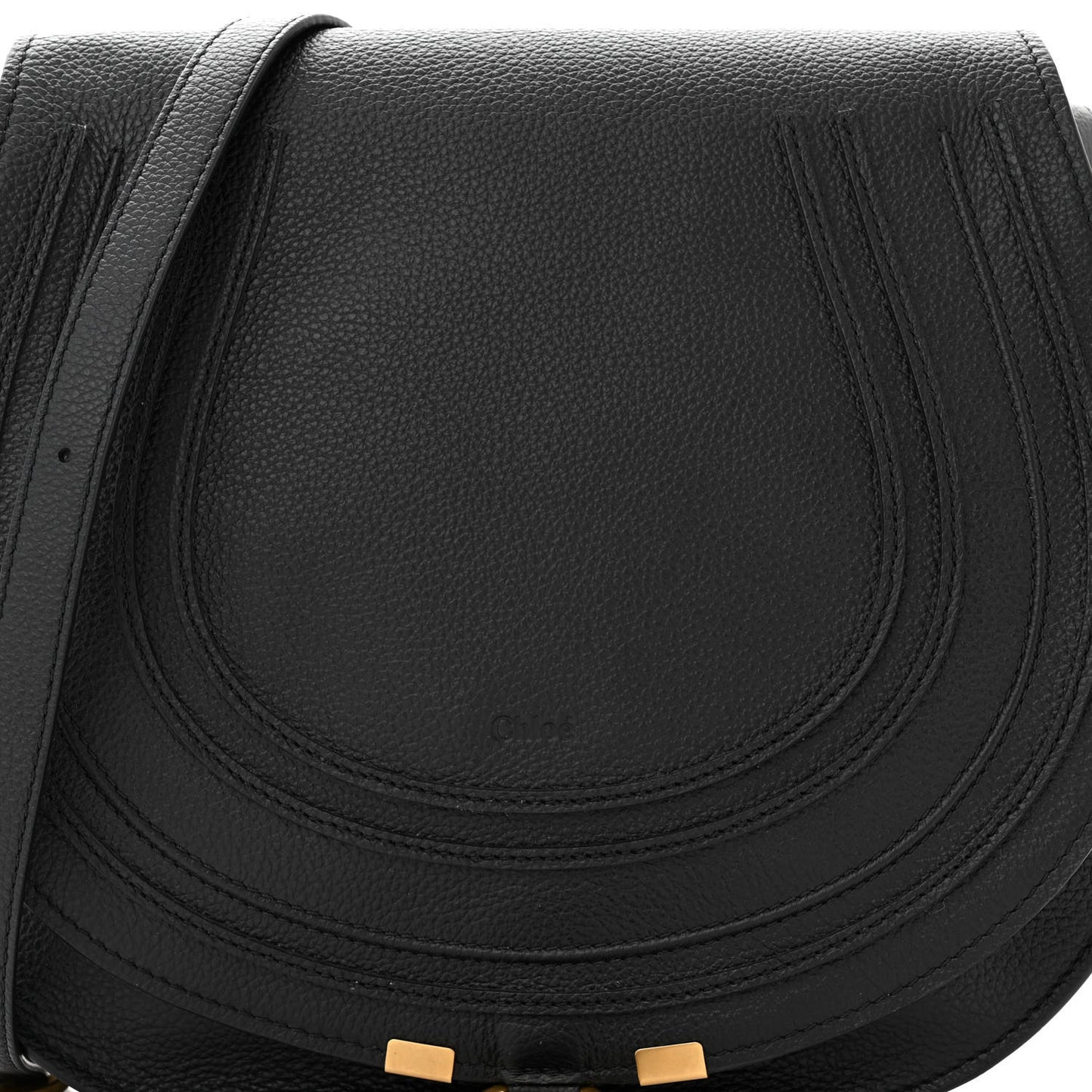 Calfskin Medium Marcie Round Crossbody Bag Black