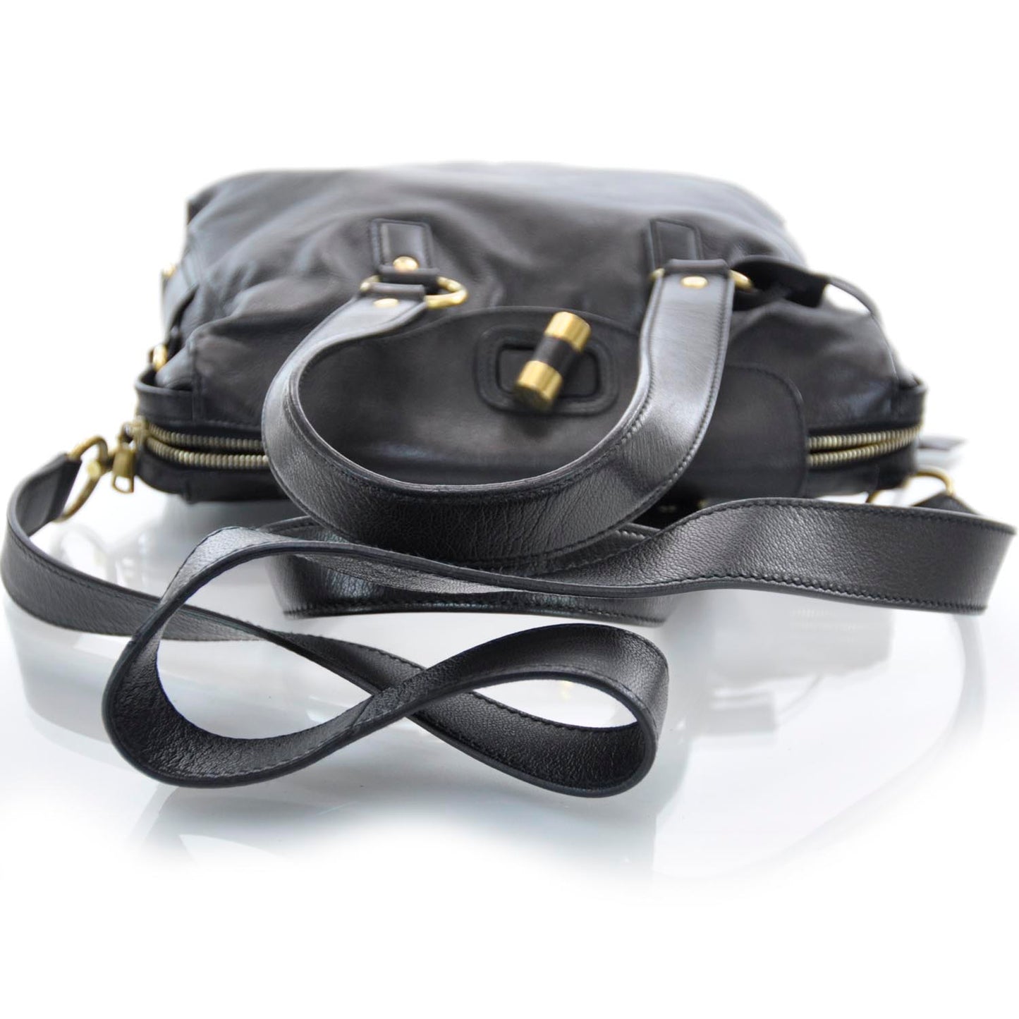 Leather Muse Messenger Bag Black