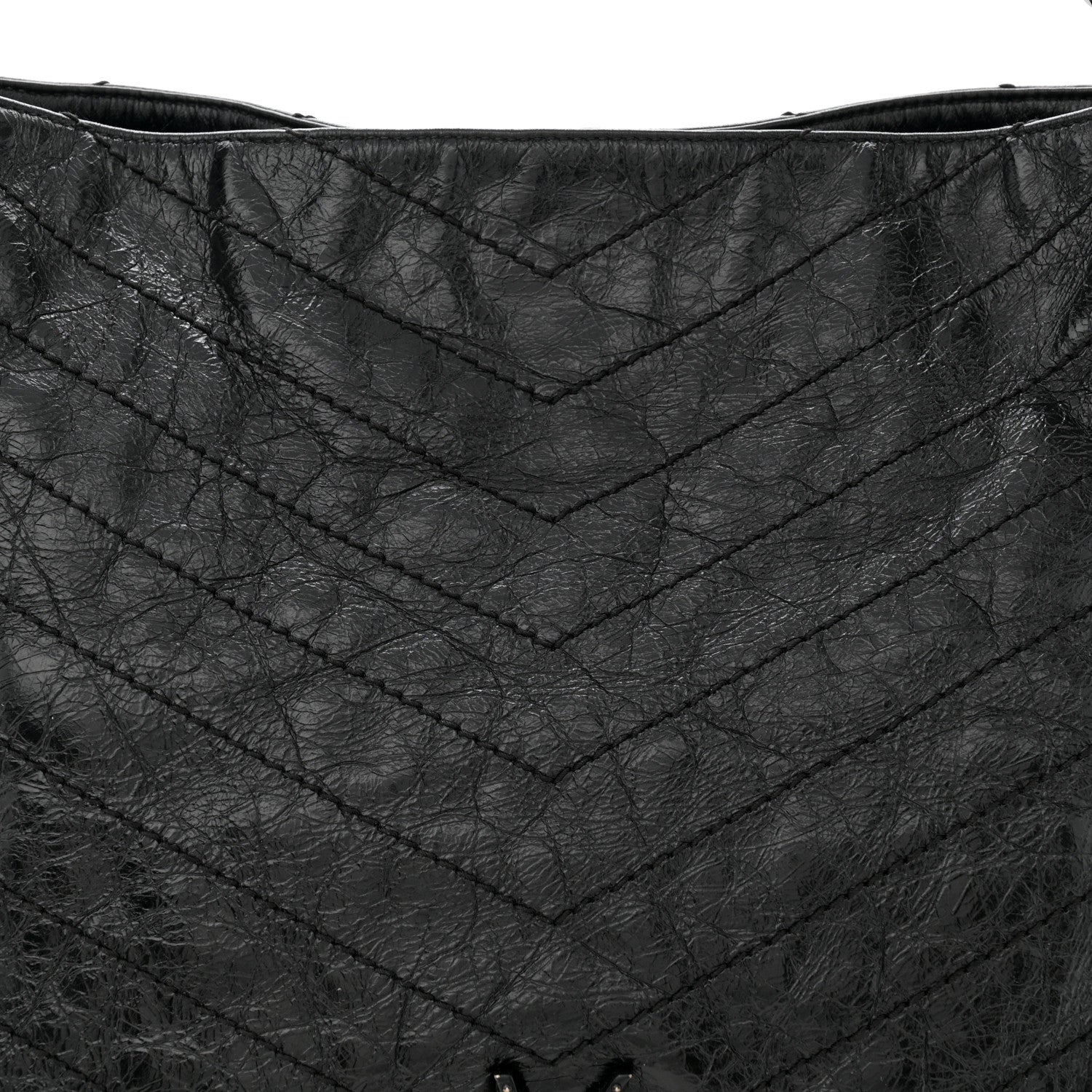 Saint Laurent Crinkled Calfskin Matelasse Monogram Large Niki Shopper Tote Black 9 of 14