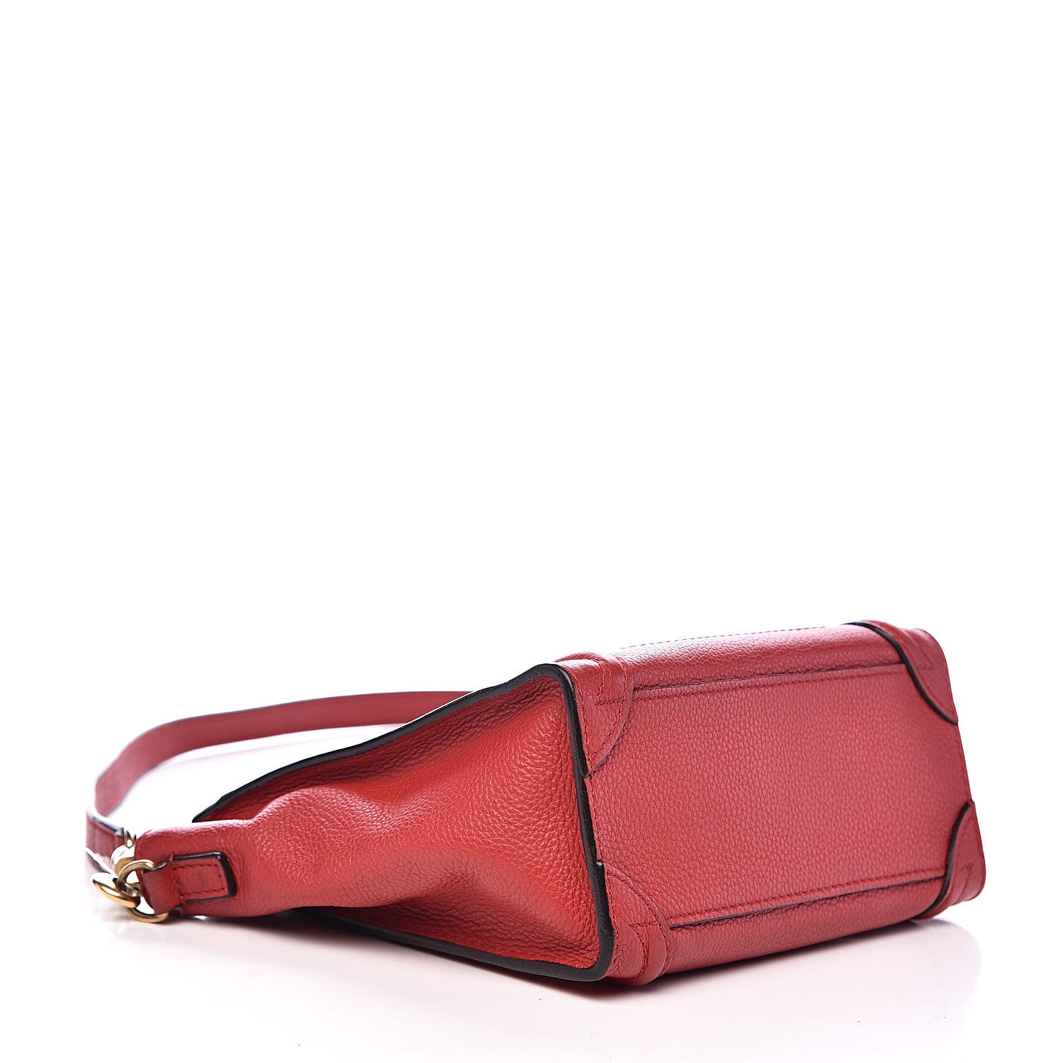 Celine Drummed Calfskin Nano Luggage Coquelicot 4 of 9