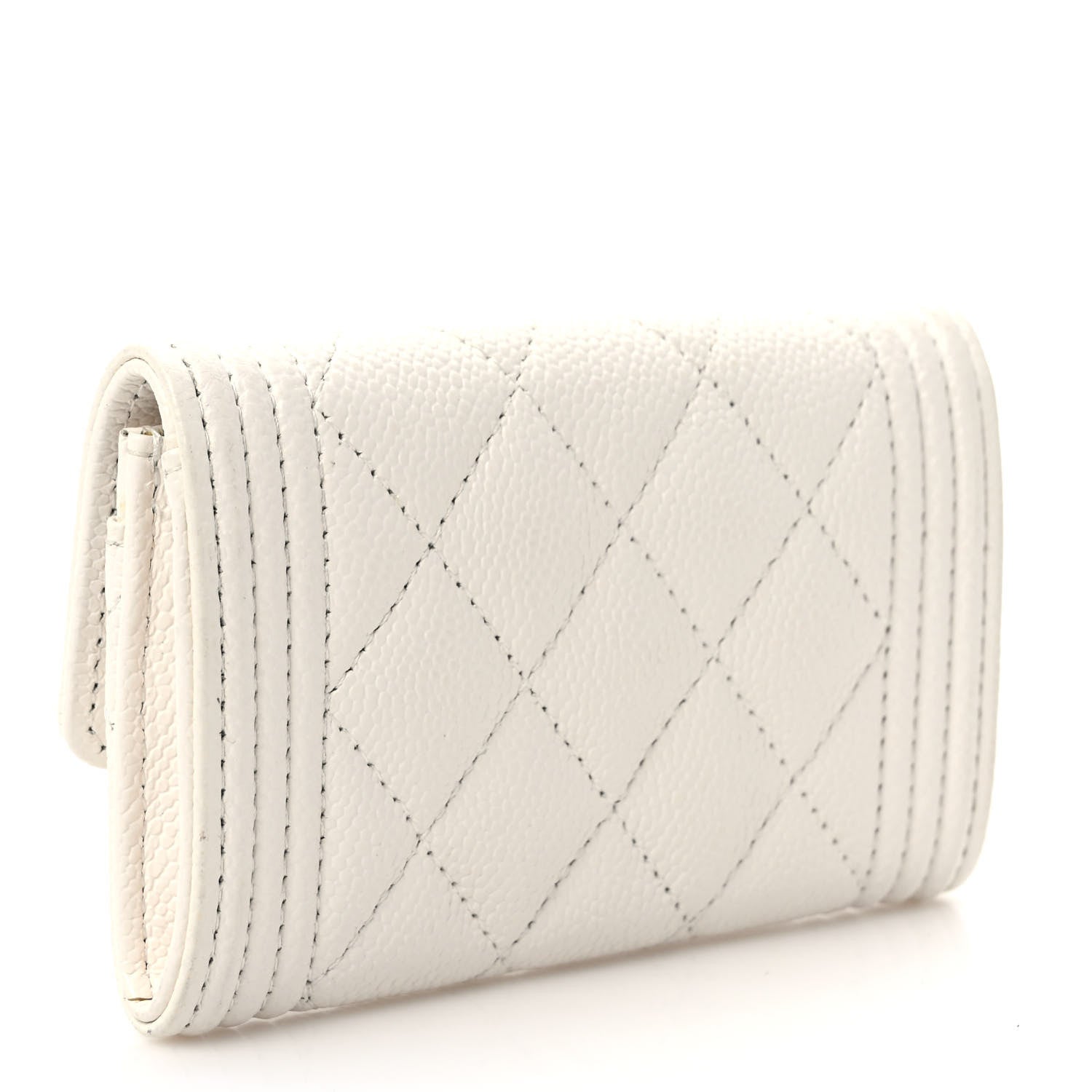 Chanel Caviar Quilted Boy Flap Card Holder White 3 of 8