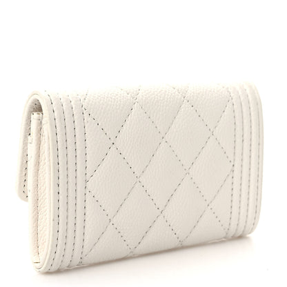 Chanel Caviar Quilted Boy Flap Card Holder White 3 of 8