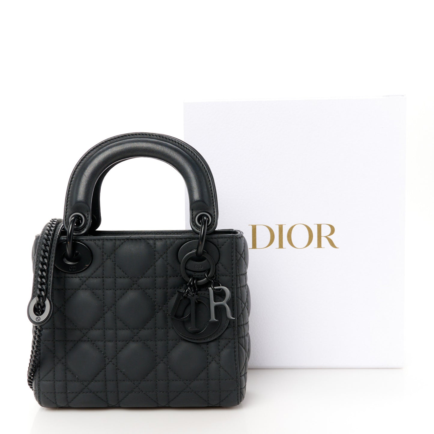 Ultra Matte Calfskin Cannage Mini Lady Dior Black