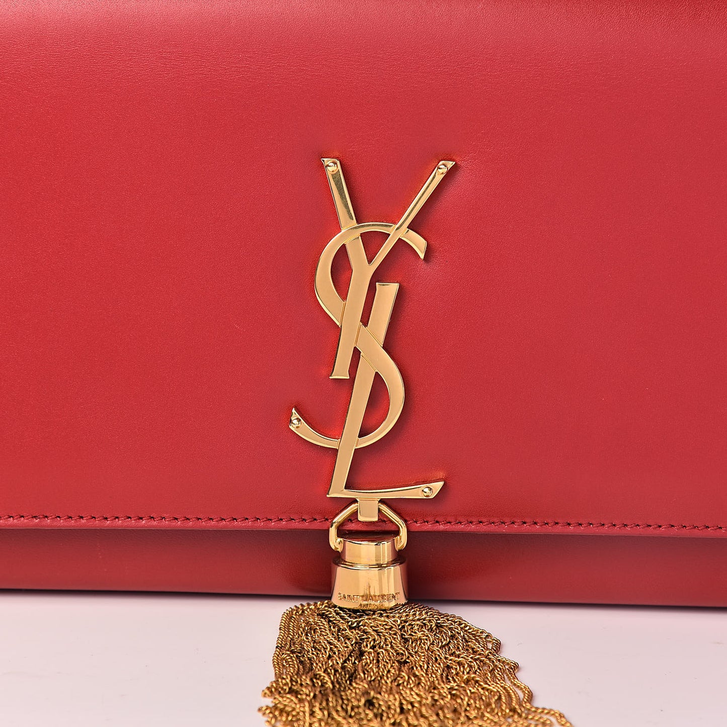 Calfskin Classic Monogram Tassel Clutch Red