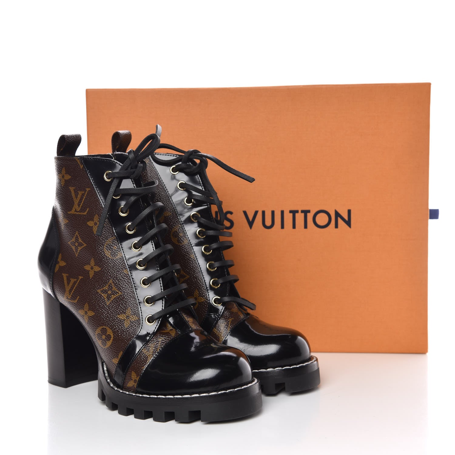 Louis Vuitton Patent Calfskin Monogram Star Trail Ankle Boots 40 Black 8 of 8