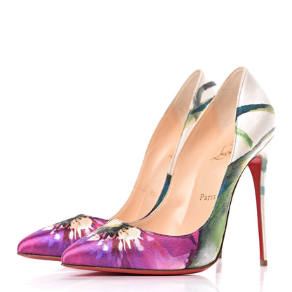 Christian Louboutin Satin Maxi Fiori Pigalle Follies 120 Pumps 38.5 Multicolor 3 of 8