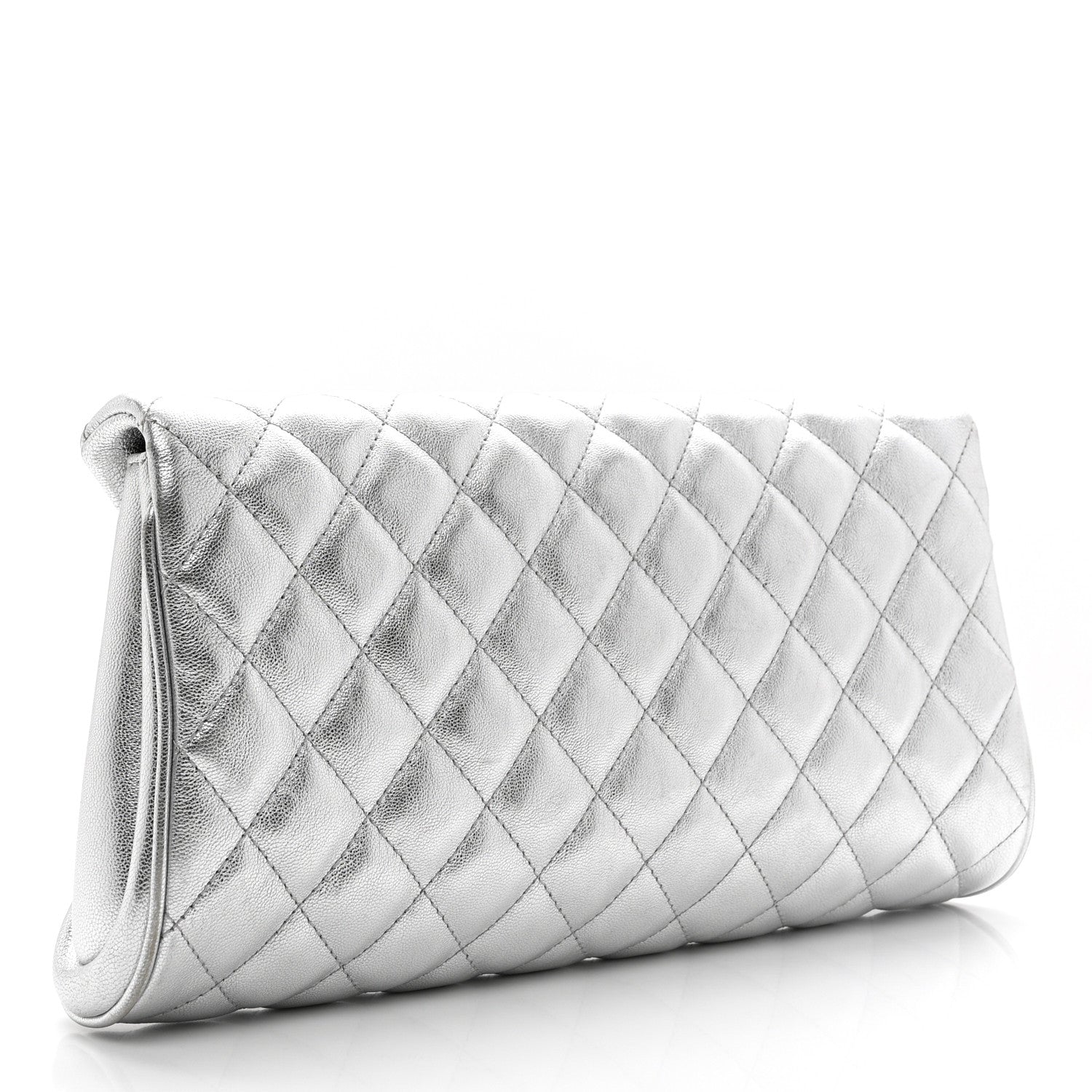 Chanel Metallic Calfskin Quilted Fold Up Again Clutch Silver 3 of 7