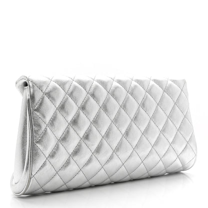 Chanel Metallic Calfskin Quilted Fold Up Again Clutch Silver 3 of 7