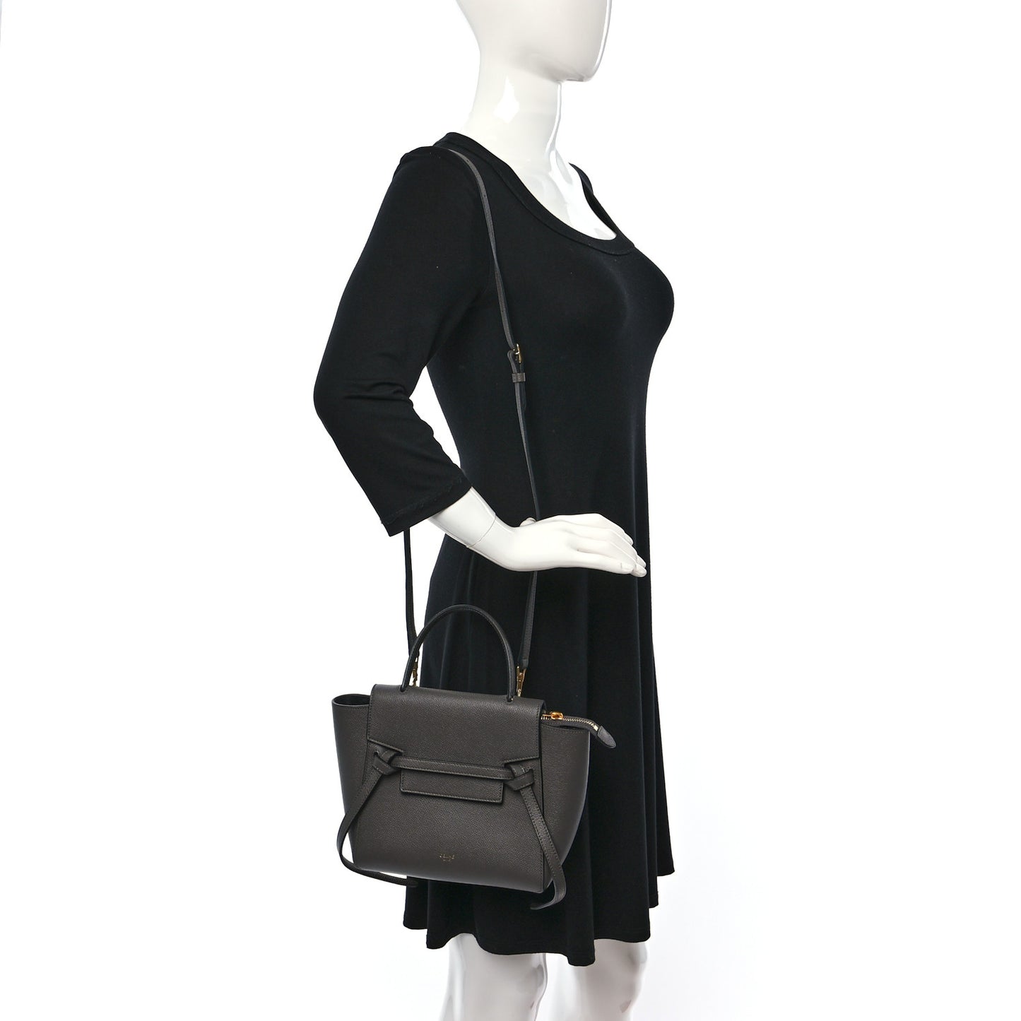 Grained Calfskin Nano Belt Bag Grey