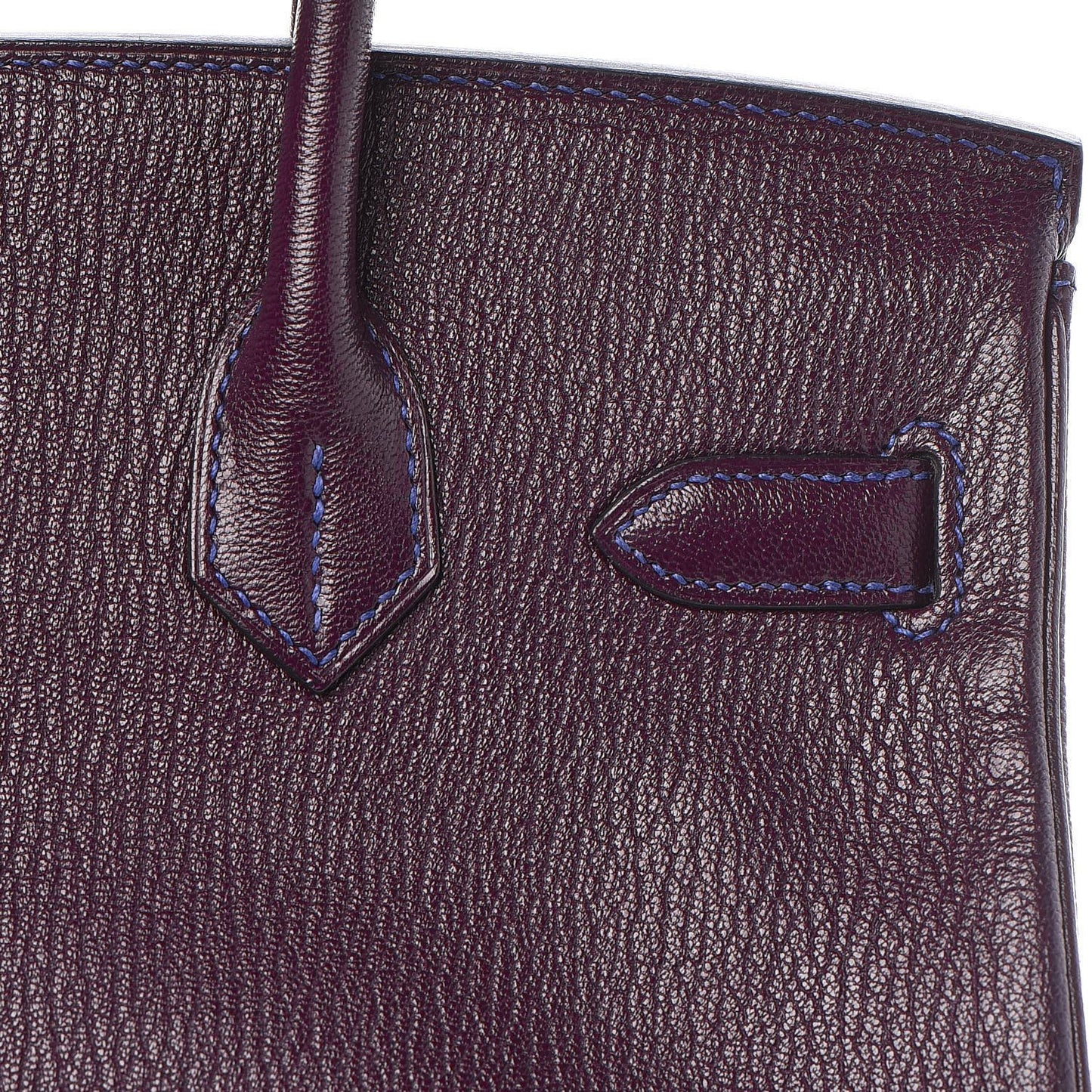 Chevre Mysore Bi-Color Horseshoe Birkin 30 Raisin Bleu Electrique