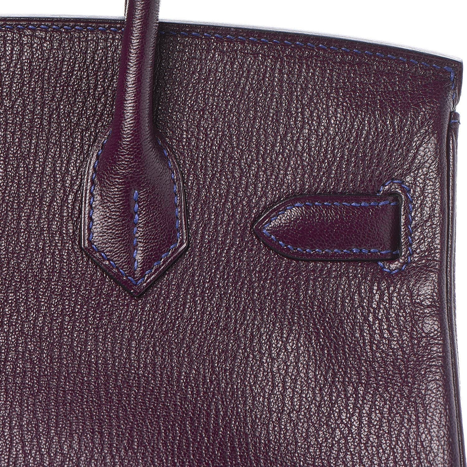 Hermes Chevre Mysore Bi-Color Horseshoe Birkin 30 Raisin Bleu Electrique 30 of 37