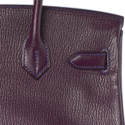 Hermes Chevre Mysore Bi-Color Horseshoe Birkin 30 Raisin Bleu Electrique 30 of 37