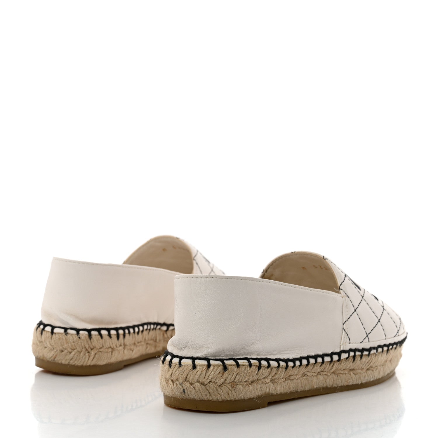 Chanel Lambskin Stitched CC Espadrilles 35 White Black 4 of 13