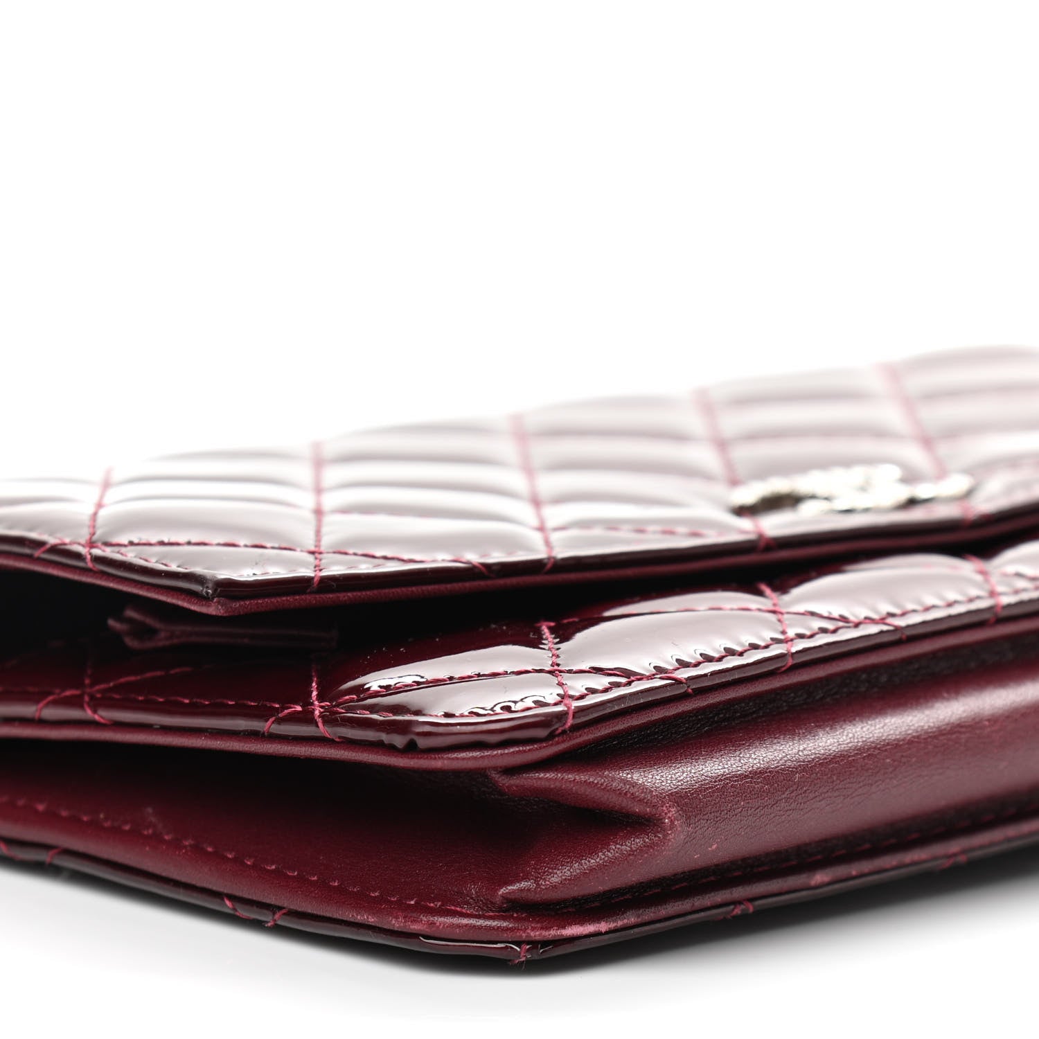 Chanel Patent Quilted Brilliant Wallet On Chain WOC Red 10 of 12