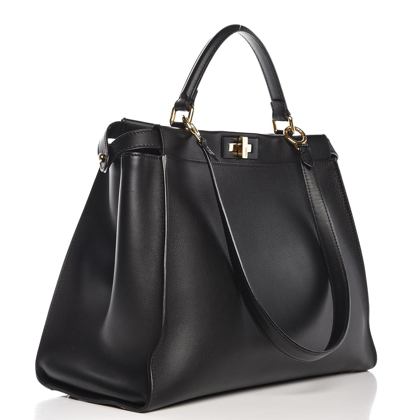 Vitello Seta Shiny Nappa Large Peekaboo Iconic Satchel Black
