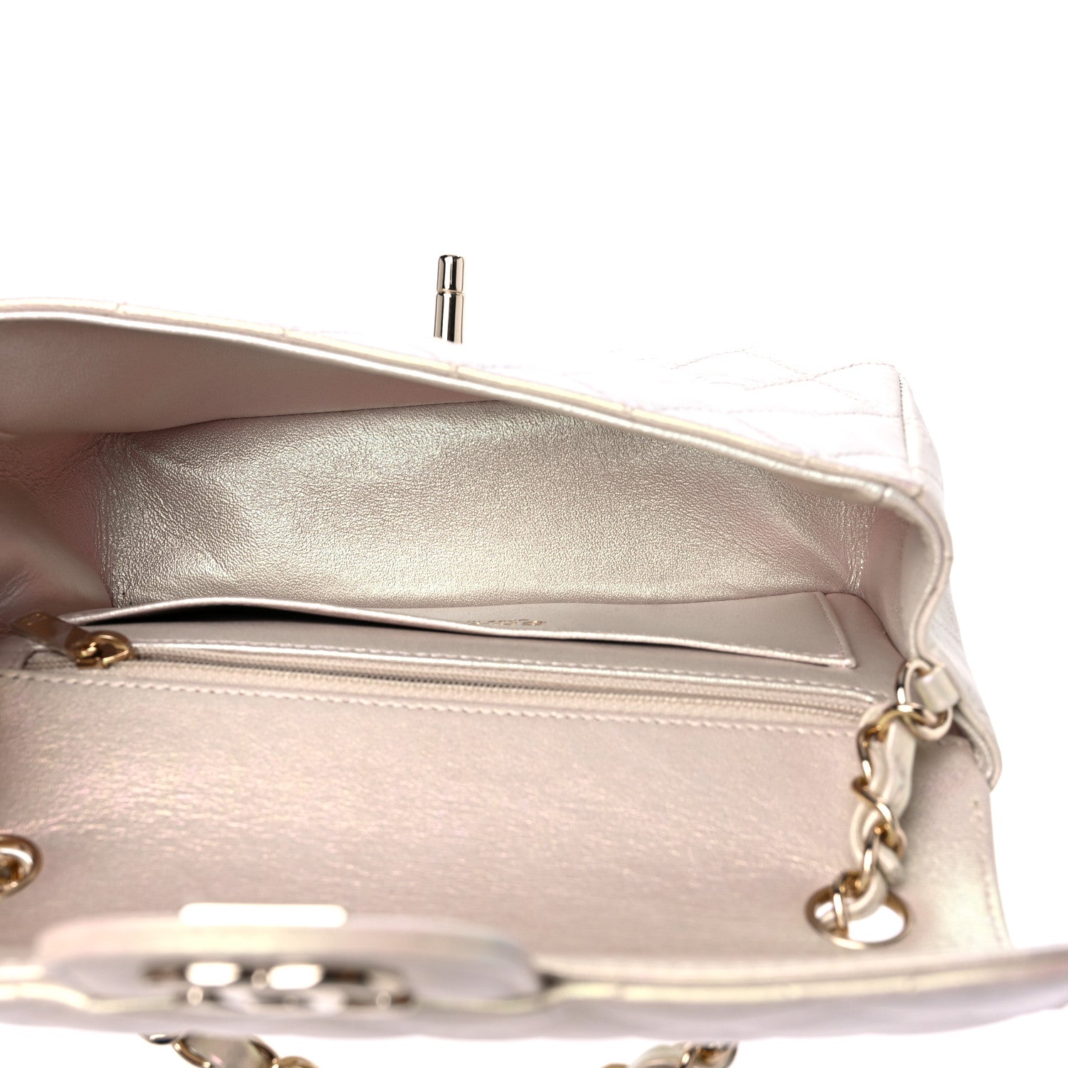 Chanel Iridescent Lambskin Quilted Mini Rectangular Flap Ivory 5 of 9