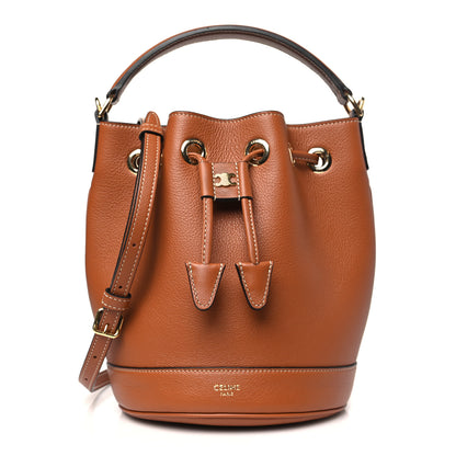 Celine Calfskin Teen Clara Drawstring Bucket Bag Tan 1 of 9