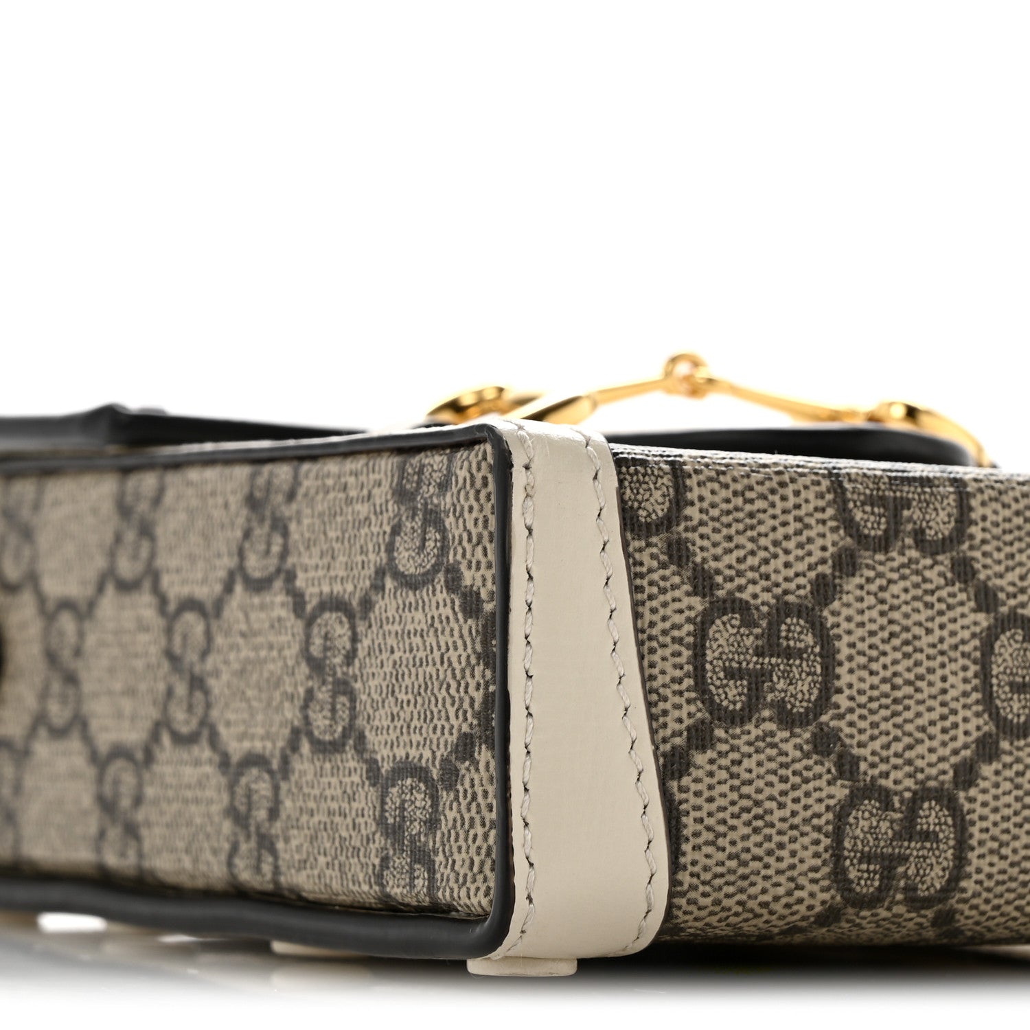 Gucci GG Supreme Monogram Azalea Calfskin Mini Horsebit 1955 Crossbody Bag Beige Ebony Mystic White 9 of 13