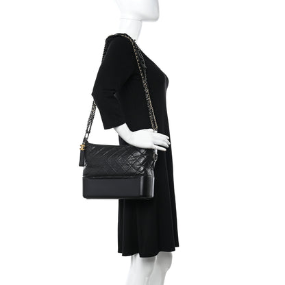 Chanel Aged Calfskin Quilted Medium Gabrielle Hobo Black 2 of 11