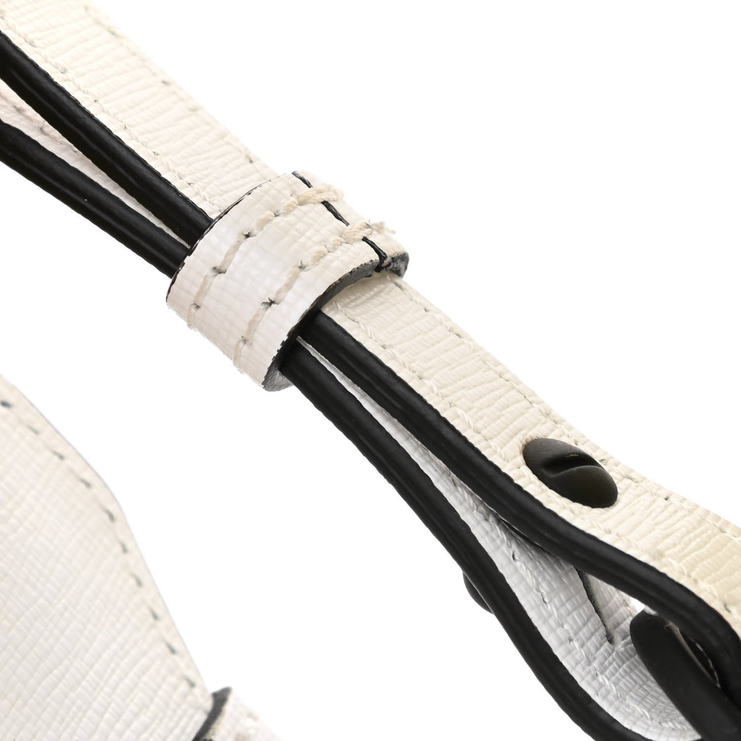 Saffiano Striped Diag Binder Flap Bag White Black