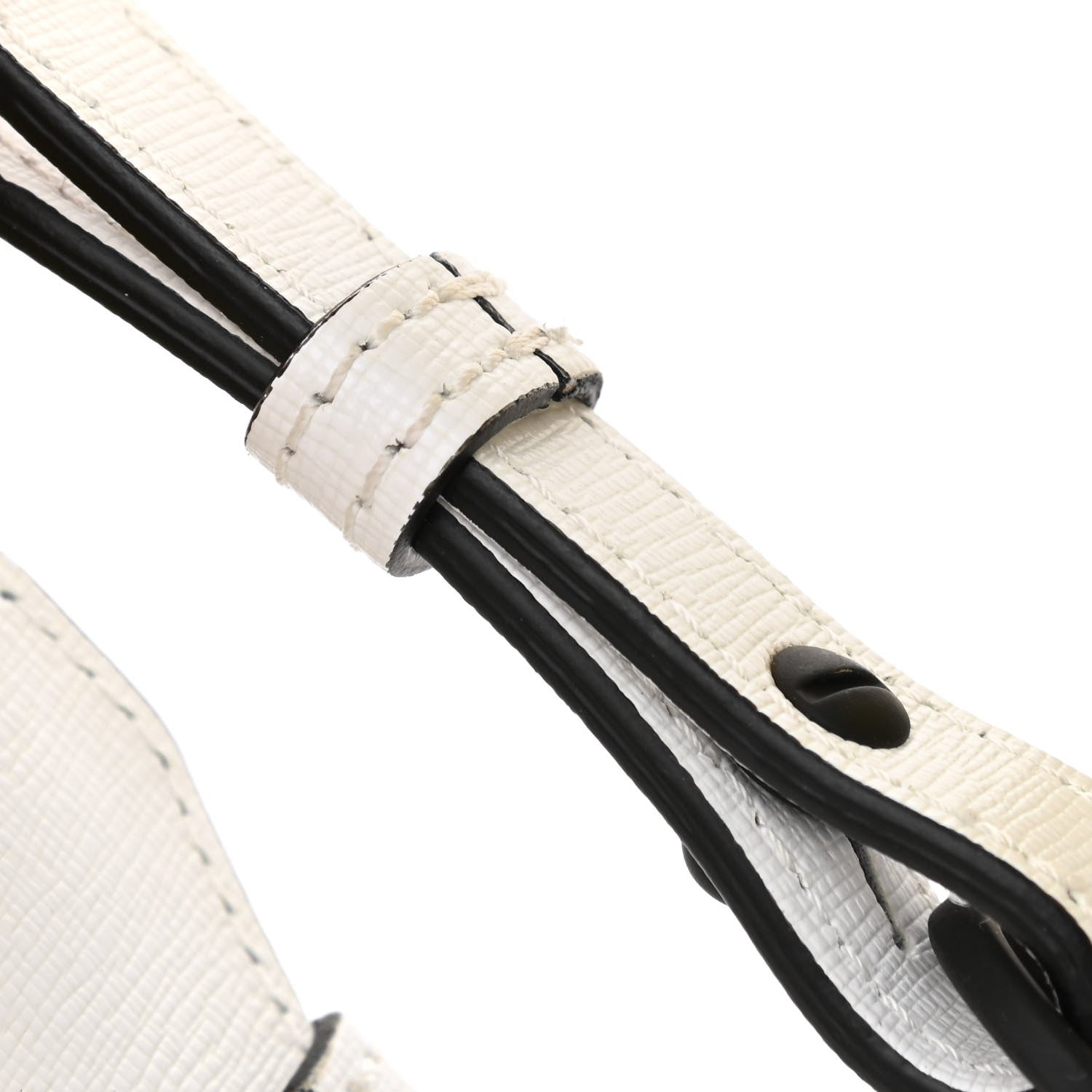 Off-White Saffiano Striped Diag Binder Flap Bag White Black 9 of 11